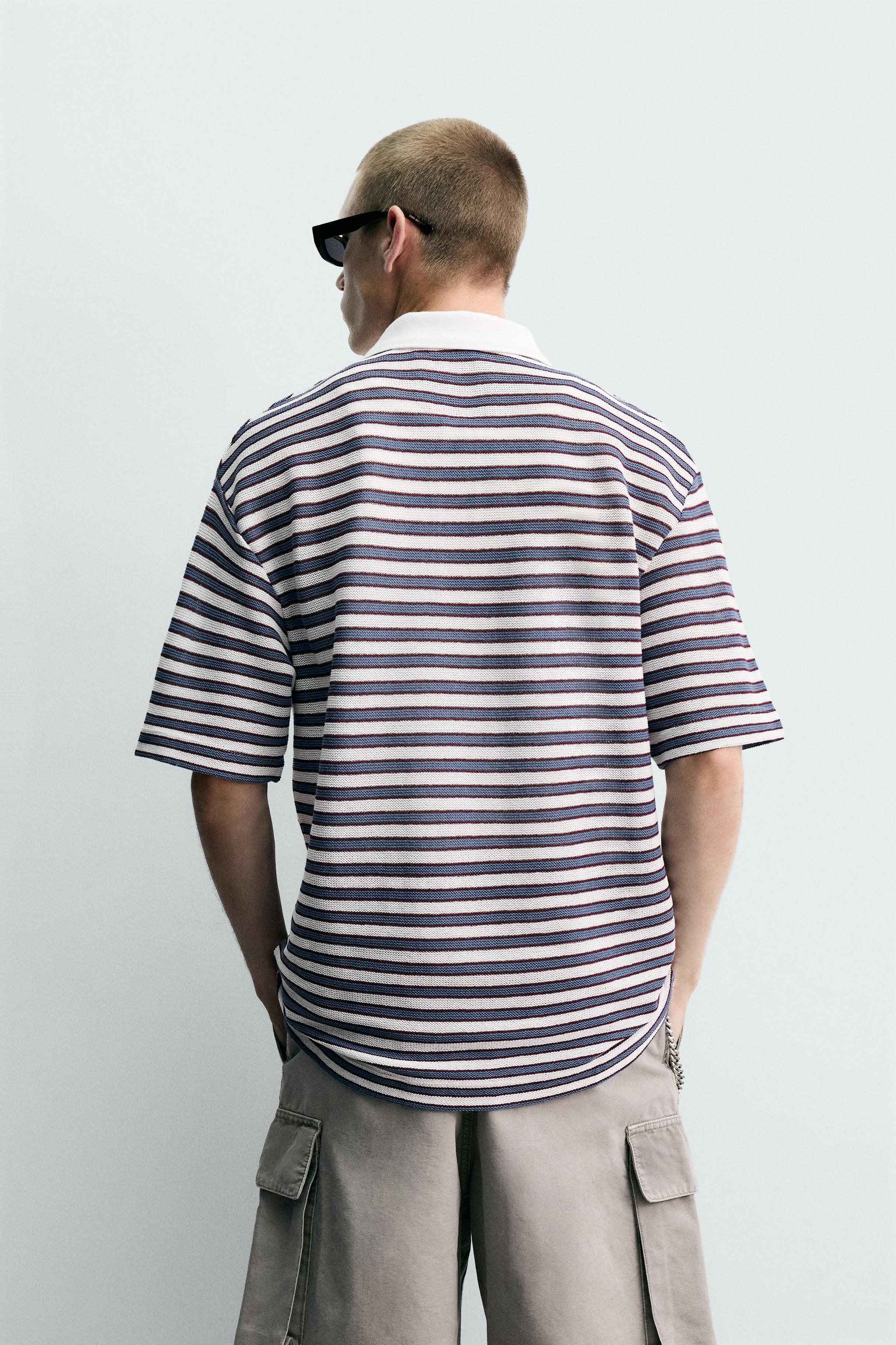 EMBROIDERED STRIPED JACQUARD POLO